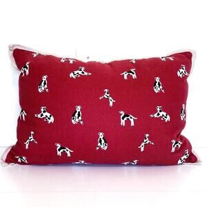 Anthropologie Monroe Dog Embroidered Throw Pillow Size 14X20 Rust Orange Animal